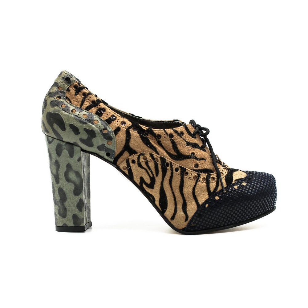 Women Oxford Shoes Leopard Pumps Block Heel